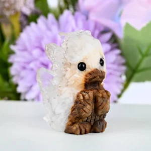 clear quartz hedgehog figurine