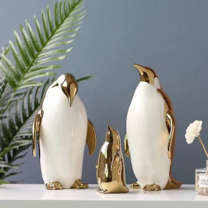 gold ceramic penguin ornament