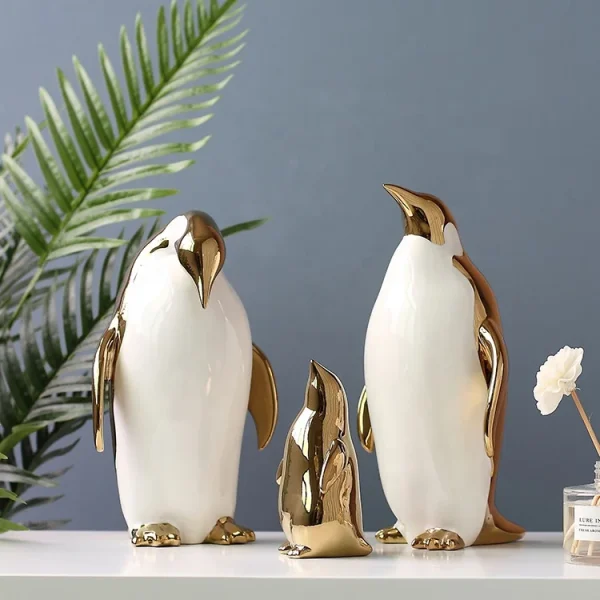 gold ceramic penguin ornament